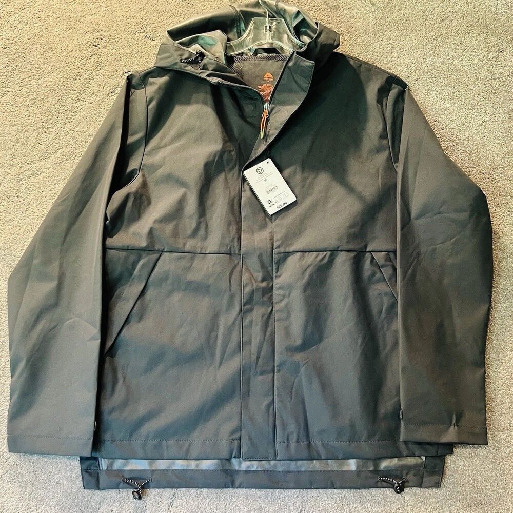 Ozark Trail Gray Hooded Rain Jacket Windbreaker Mesh Lined NWT Mens Medium